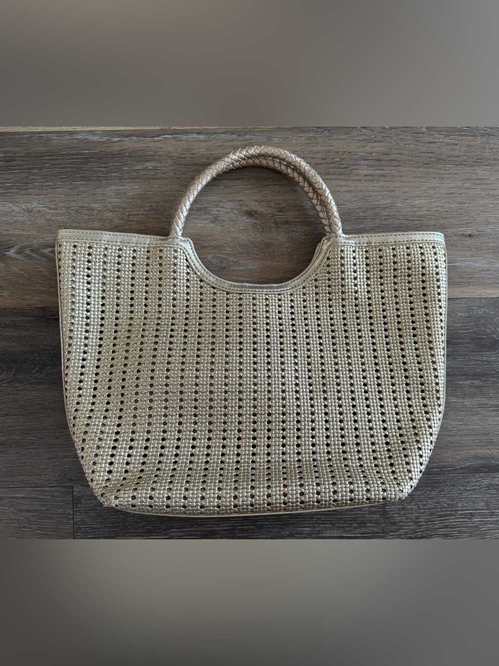 Talbots Metallic Woven Gold Tote